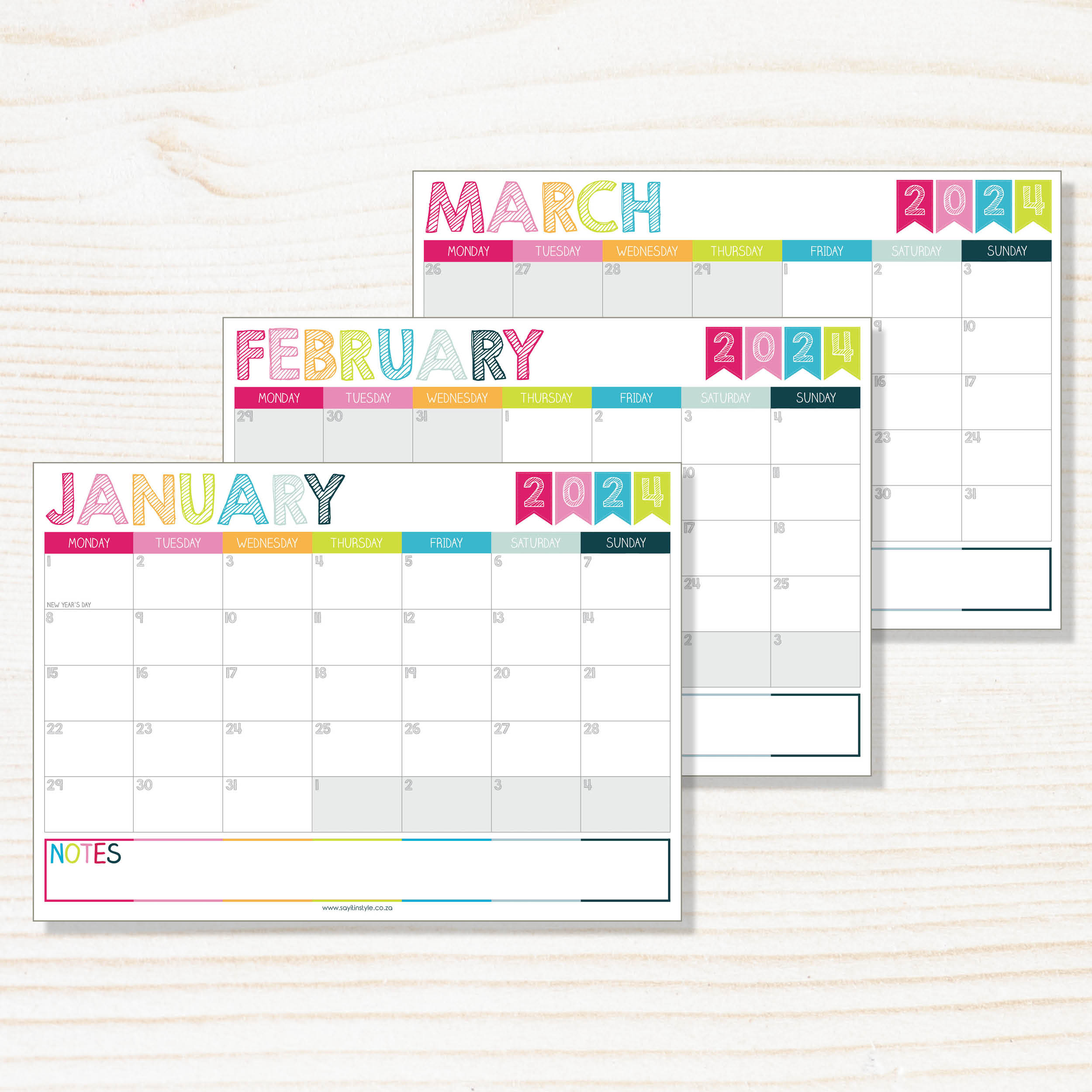 Sunshine Deskpad Calendar 